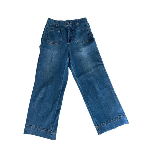 Habitat Clothes To Live In Jeans SZ4 Womens Wide Leg High-Rise Cropped Stretch - Picture 3 of 12